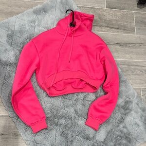 Vibrant Pink Cropped Hoodie